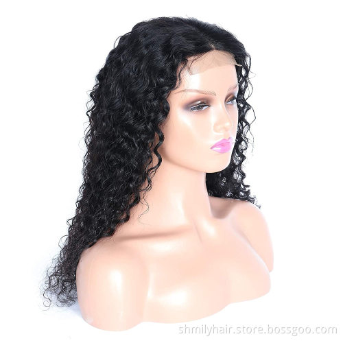 Wholesale Water Wave Virgin Cuticle Aligned Hair 4*4 Closure Lace Front Wig Mink Brazilian Human Hair 4*4 Lace Wigs Water Wave